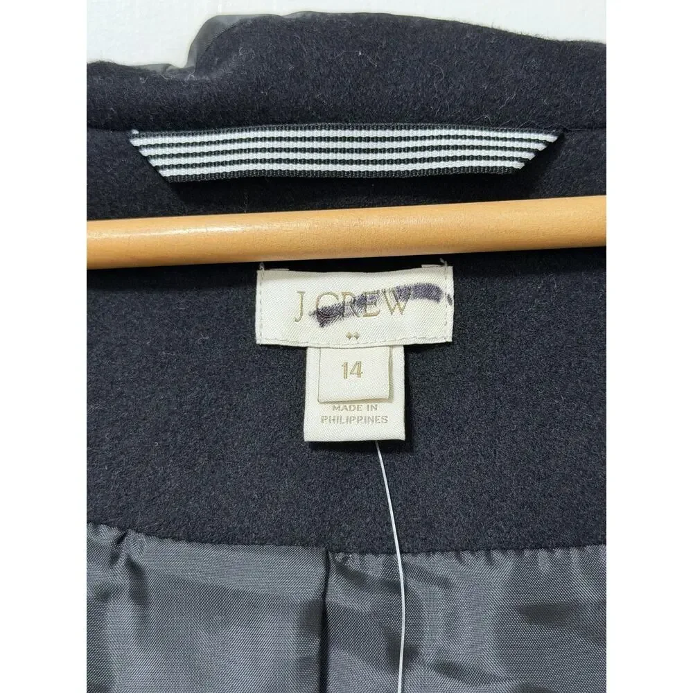 J Crew Womens Toggle Wool Blend Long Coat Size 14 Black Heavyweight Winter Coat‎ - Picture 12 of 14